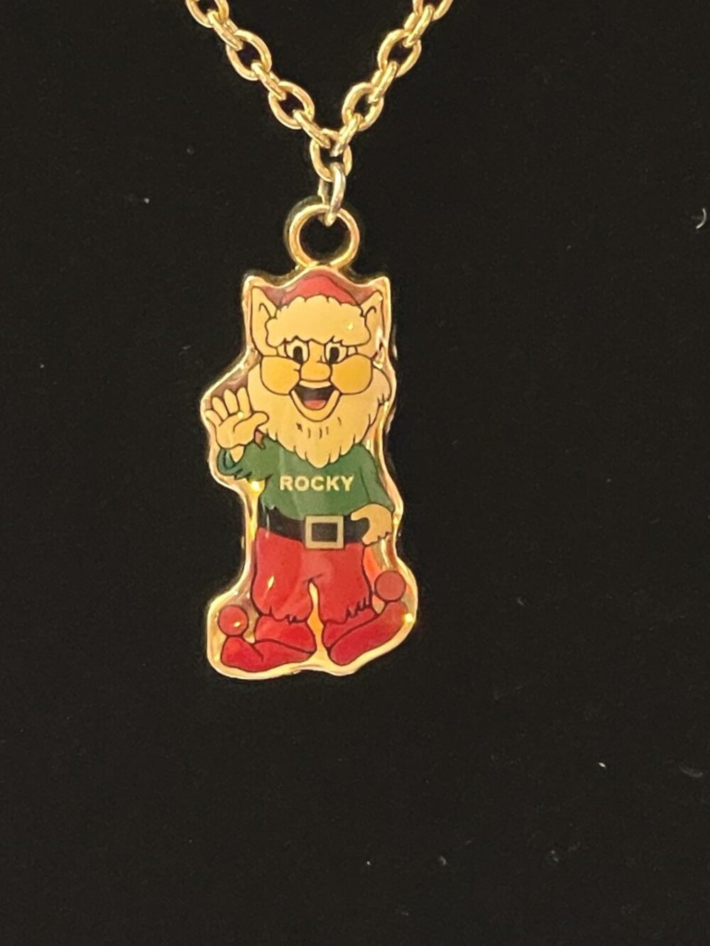 Vintage 90s Rock City Lookout Mountain GA Rocky The Elf Mascot Necklace Child So